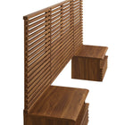 Modway Render 6-Piece Wall Mount Twin Headboard with Nightstands - Walnut-Spacious Full-Glide Drawer