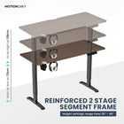 MotionGrey Ergo2 Adjustable Electric Standing Desk with Memory Settings - 43" x 24" - Dark Brown Top - Black Frame-Supports Up to 80 kg - The Motion standing frame is reinforced with thickened steel tubing and strengthened base plates, providing a sturdy and durable platform even at the highest height setting