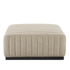 Modway Conjure Channel Tufted Upholstered Fabric Ottoman - Black/Beige-Fabric Upholstery