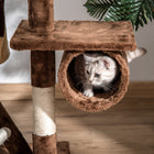 PawHut 94" - 102" Floor-To-Ceiling Huge Cat Tree Tower - Brown-Colour: Brown and Beige 