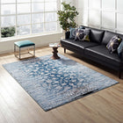 Modway Chiara Distressed Floral Lattice Contemporary Area Rug - 8 ft W x 10 ft L - Moroccan Blue-Tight Low Pile Weave