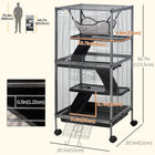 PawHut 45" H 4-Tier Small Pet Cage - Silver Grey-Each platform has round holes connected with ramps 
