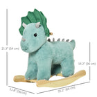 Qaba Kids Plush Dinosaur Rocking Horse with Wooden Rockers - Green-Strengthens the core muscles and arms, also helps to improve balance 