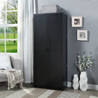 Manhattan Comfort Hopkins 29.61" Modern 7-Shelf Storage Closet - Black-Vertical Rectangular Geometric Door Design with Black Metal Pull Handles