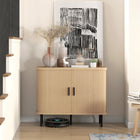 HOMCOM Nordic 35.4" L Sideboard Buffet Cabinet with Storage - Oak-Two compartments offer large storage behind the doors