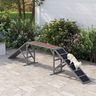 PawHut Dog Agility Equipment Ramp with Safety Bar, Non-slip Surface - Grey-Combine two colors helps dogs identify the agility equipment;