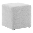 Modway Callum 17" Square Woven Heathered Fabric Upholstered Ottoman - Heathered Weave/Light Grey-Woven Heathered Fabric Upholstery