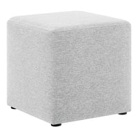 Modway Callum 17" Square Woven Heathered Fabric Upholstered Ottoman - Heathered Weave/Light Grey-Woven Heathered Fabric Upholstery