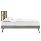 Modway Sidney Cane and Wood Full Platform Bed with Splayed Legs - Grey-Wood, MDF, and Veneer Construction