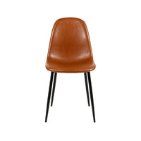 Nicer Interior Bonded Leather Metal Leg Side Chairs - Brown - Set of 4-Smooth bonded leather in cognac brown, easy to clean and maintain