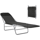 Outsunny Outdoor Lounge Chair - Folding Adjustable Reclining Chair - Black-Great for garden, balcony, swimming pool, beach and more