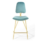 Modway Ponder Performance Velvet Bar Stool - Sea Blue-Weight Capacity: 330 lb