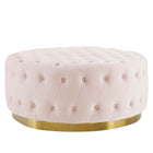 Modway Ensconce Tufted Performance Velvet Round Ottoman - Pink-Durable, Stain-Resistant Fabric