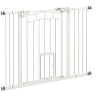 PawHut Pressure-Mounted Dog Gate Auto-Close for 29"-39.4" Wide - White-Adjusts to fit openings between 29.1" - 39.4" (74-100 cm), for doorways, hallways and stairs