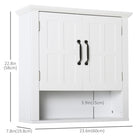 HOMCOM Bathroom Wall Cabinet with Adjustable Shelf and 2 Doors for Hallway - White-Features a two-door cabinet and a bottom shelf for storing and displaying daily essential