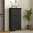 HOMCOM Modern Shoe Cabinet with 3 Flip Drawers for 12 Pairs - Black-Adjustable or removable shelves offer flexible storage options