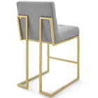 Modway Privy Gold Stainless Steel Upholstered Fabric Counter Stool - Gold Light Grey - Set of 2-Elegant Biscuit Tufting