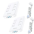 Huntkey Detachable Surge Protector Power Strip with 6 Outlets and 4 USB Ports - White - 2 Pack-The power cord can be fully disconnected from the strip, allowing for tidy storage in drawers or easy packing in luggage without the mess of tangled wires.