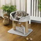 PawHut Cat Tree Tower Condo with Jute Scratching Posts - Light Grey-Material: Particle Board, Polyester, Jute 