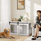 PawHut 46.5" Dog Crate End Side Table - White-Ventilation on three sides, so your dog won't feel depressed inside 