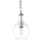 Hudson&Canal Verona 7" Wide Pendant with Glass Shade - Brushed Nickel/Clear-Rated for one 60W incandescent bulb - 9W LED bulb, 13W fluorescent (CFL) bulb, or 9W self-ballasted LED bulb, E26-base bulb, Bulb not included