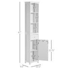 HOMCOM Tall Bathroom Cabinet with Shelves and Drawer - White-The lower half includes a drawer and a cabinet with two shelves interior