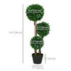 HOMCOM 3' Three Ball Boxwood Topiary for Indoor Outdoor - Green-It includes a plant pot 