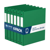 Davis Group Premium Economy Binder - Round Ring - 1" - Green - 6 Pack-3 Ring Binder
