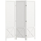 HOMCOM 3 Panel Freestanding Room Divider with Pegboard Display for Home Office - White-Three-panel design creates personal space or divides large rooms with ease 
