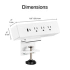 MotionGrey Desk Clamp Power Strip with Desktop Surge Protector with USB-C - 3 Outlets & 6ft Flat Plug - White-8