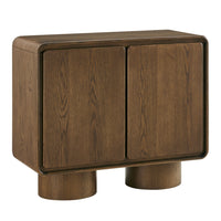 Modway Lumo 2-Door Curved Wood Accent Cabinet - Walnut-Modern Sculptural Accent Cabinet