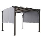 Outsunny 10 ft W x 10 ft L Outdoor Pergola Patio Gazebo Canopy - Grey-10' x 10' pergola with sliding canopy creates a spacious and comfortable space