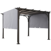 Outsunny 10 ft W x 10 ft L Outdoor Pergola Patio Gazebo Canopy - Grey-10' x 10' pergola with sliding canopy creates a spacious and comfortable space
