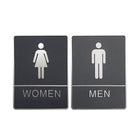 Futech Washroom Signs Bundle with Man/Woman - Grey - 2 Pack-6"W x 8"H x 1-1/4"D