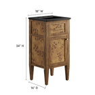 Modway Elysian 18" Wood Bathroom Vanity - Black/Brown-Ceramic Sink Basin