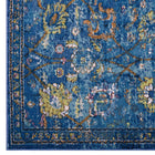 Modway Minu Distressed Floral Lattice Area Rug - 5 ft W x 8 ft L - Dark Blue Yellow/Orange-100% Polypropylene
