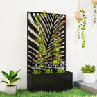 Outsunny Metal Raised Planter Box with 44.5" H Trellis - 24" L x 9" W - Large Leaf Cut-Outs-Inner space allows 7.7 gallons of soil, ensuring ample planting area 