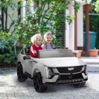 Qaba 2-Seater 12V 10A Ride on RC Car Cadillac Escalade Licensed - White-Functioning horn and LED headlights for an immersive driving feel 
