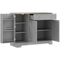 HOMCOM Modern Sideboard Buffet Cabinet with Wood Effect Top & Multi Storage Shelves - Grey-Large storage accommodates various items for clutter-free living