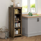 HOMCOM 48" H Kitchen Pantry Cabinet with Barn Door - Brown Wood Grain-Compact size suits limited spaces 
