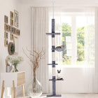 PawHut 102" 5-Tier Floor-to-Ceiling Cat Tree with Scratching Post - Grey-Short plush covers for added durability and long-lasting wear 
