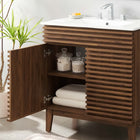 Modway Render 30" Bathroom Vanity Cabinet - Walnut/White-Soft-Close Doors