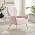 Modway Renata Button Tufted Performance Velvet Armchair - Pink-Performance Velvet Upholstery