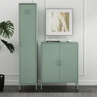 Manhattan Comfort Naomi Modern Accent and Storage Cabinets - Green - Set of 2-Features Vented Door. Tall Cabinet Includes Key