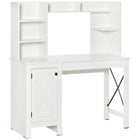 HOMCOM 47.2" Computer Desk with Storage - White-Farmhouse design with X pattern barn style door matches your home decoration