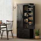 HOMCOM 64" H Kitchen Pantry Cabinet with Doors and Drawers - Black-Four-tier cabinet and two drawers maximize storage possibilities 