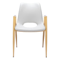 Zuo Desi Dining Chair - White/Gold - Set of 2-Plush and durable faux leather fabric