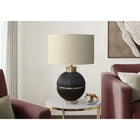 Monarch Specialties 26" H Contemporary Table Lamp - Black / Gold Resin / Beige Shade-Equipped with a convenient 3-way switch for up to a 100W bulb (3-way bulb not included), this accent lamp allows you to easily illuminate your space with the right ambiance