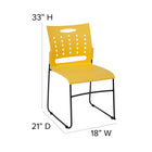Flash Furniture HERCULES Series Sled Base Stack Chair with Air-Vent Back - Yellow-Supportive Front Cross-Brace