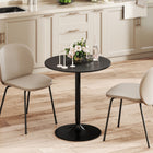 HOMCOM 27.6" Round Dining Table in Wood Veneer - Black-Finished with a smooth varnish, easy to wipe clean